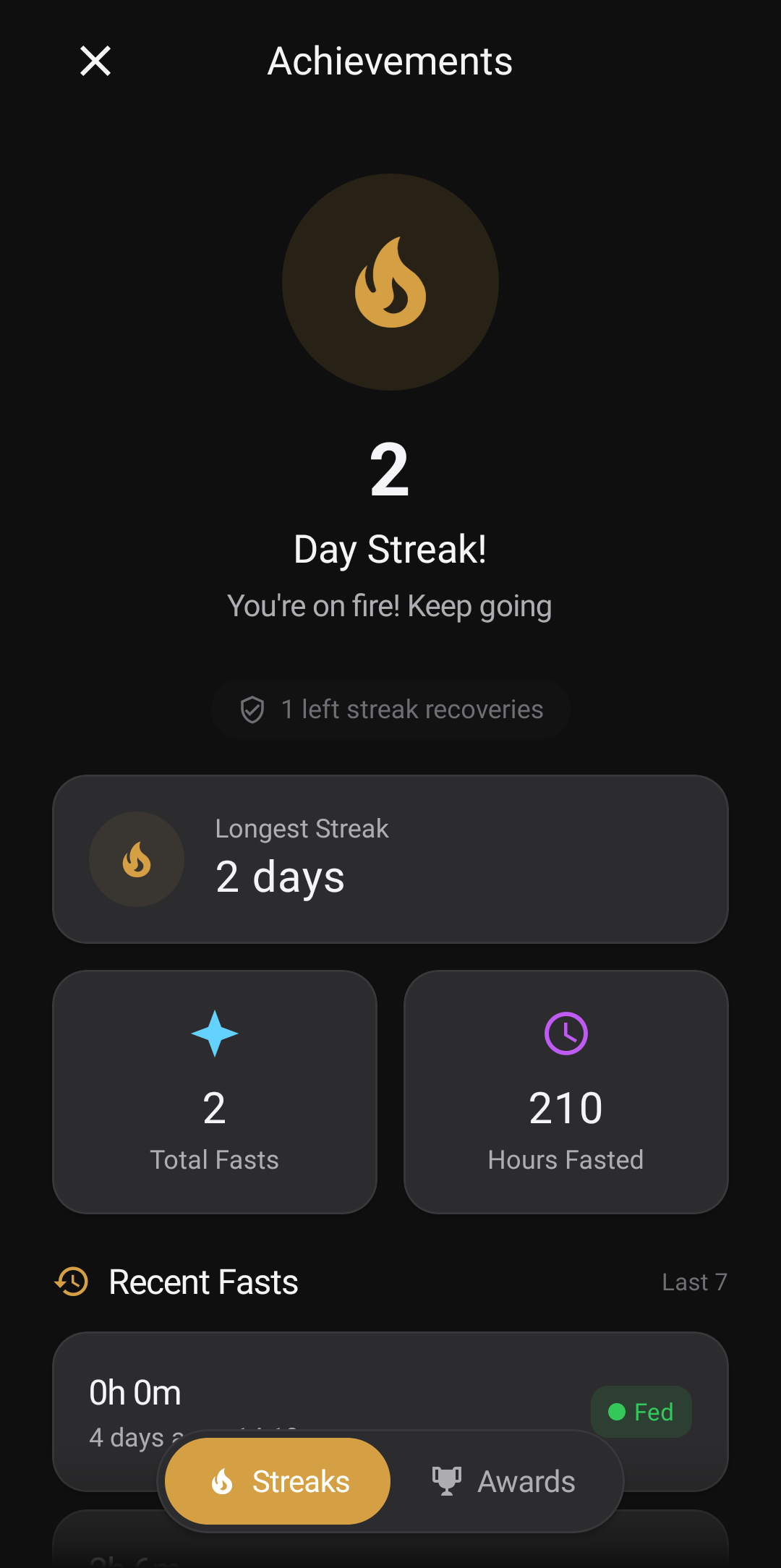 Streak counter and milestones
